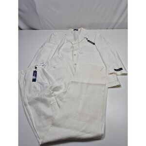 VTG Haspel Suit Mens 48 White 100% Linen 2 Piece 42x36 Summer Wedding Formal NWT